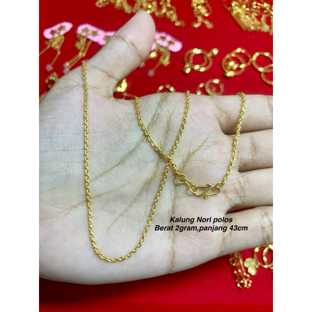 kalung dewasa nori polos emas muda 3karat (2gram