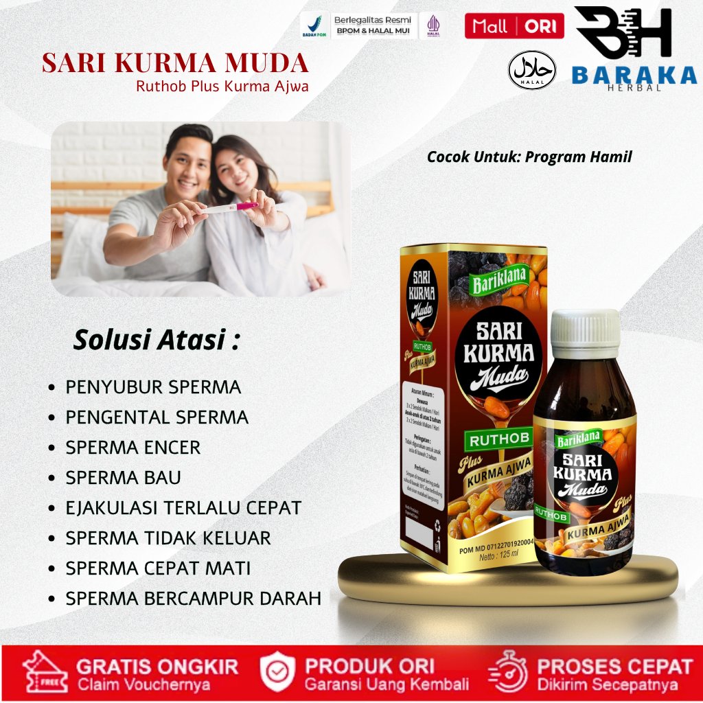 Sari Kurma Muda Ruthob Plus Kurma Ajwa Pendamping Nutrisi untuk Sperma Cepat Mati, Sperma Tidak Kelu