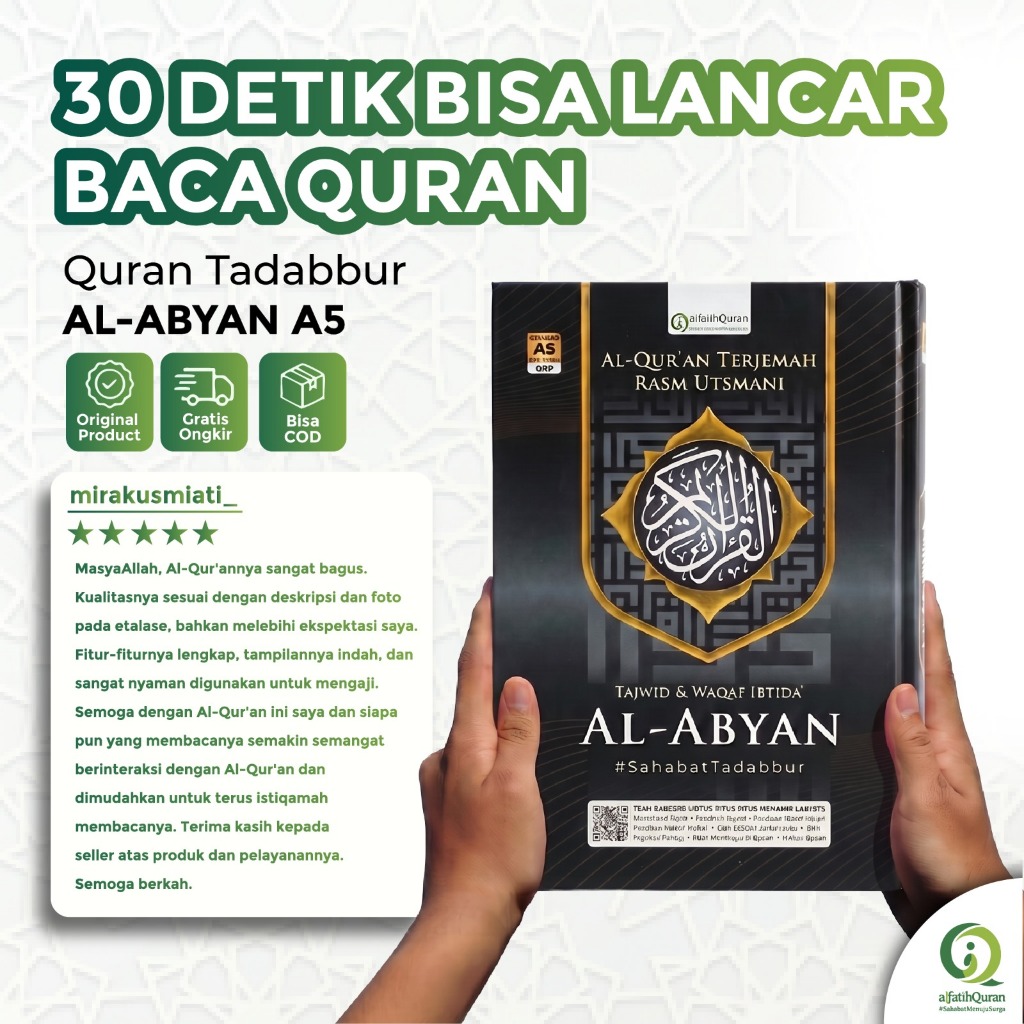al quran terjemah per ayat tajwid warna rasm utsmani waqof ibtida sedang AL-ABYAN A5