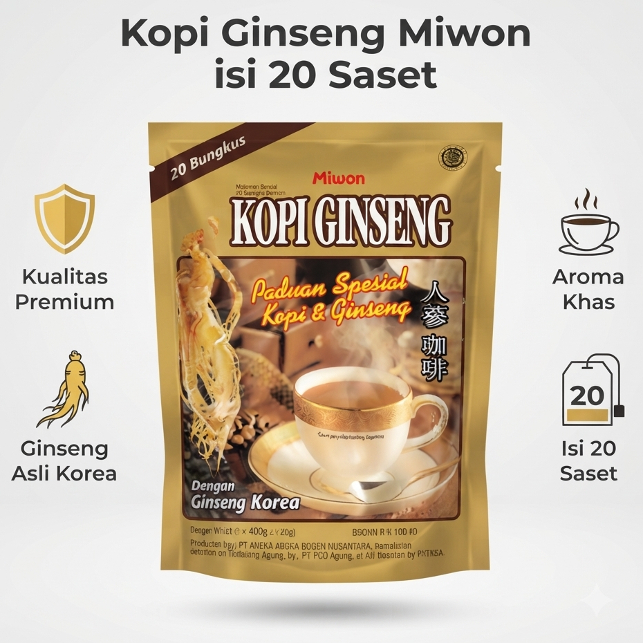 Kopi Ginseng Miwon / Kopi Rasa Ginseng / Kopi Ginseng Miwon Isi 20 Sachet