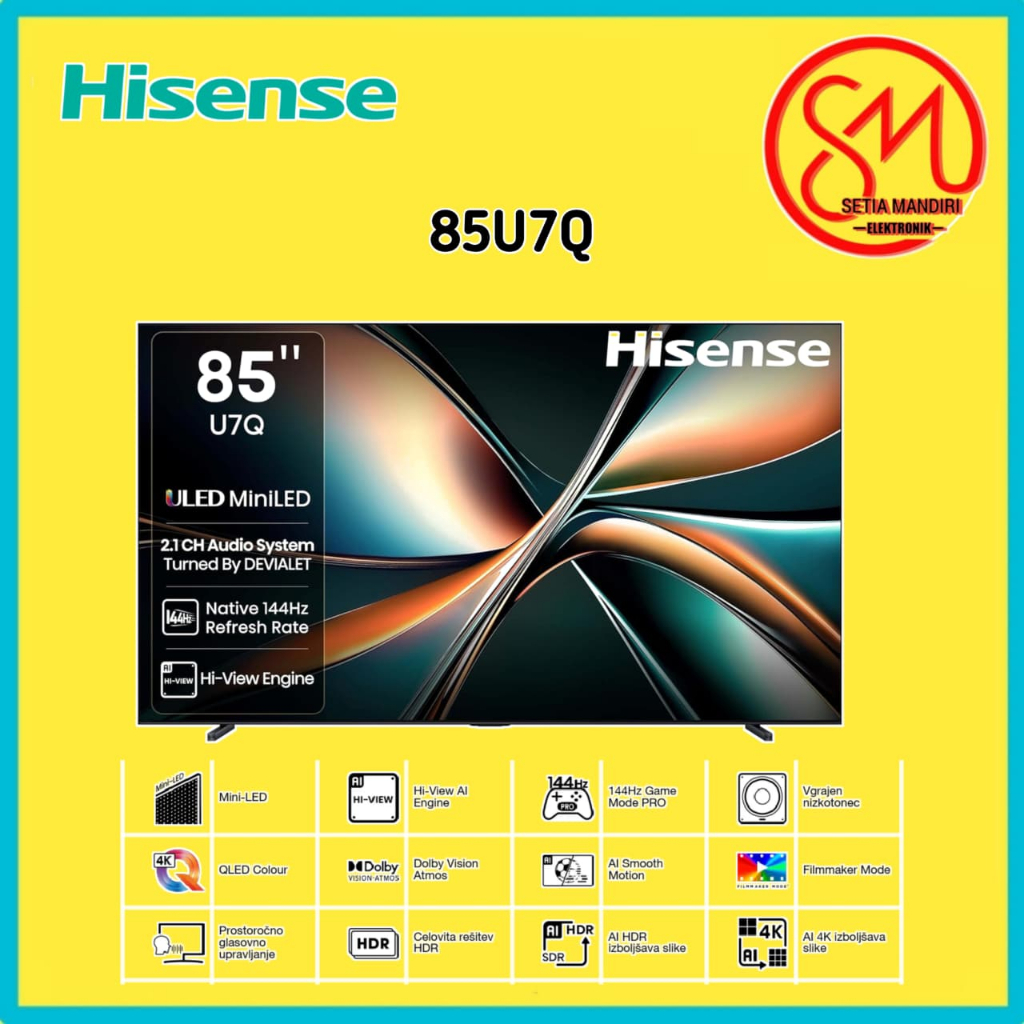 Hisense TV 100U7Q Vidaa Smart TV ULED MiniLED Pro 100 inch Hi View AI Engine Pro 165Hz Game Mode Ult