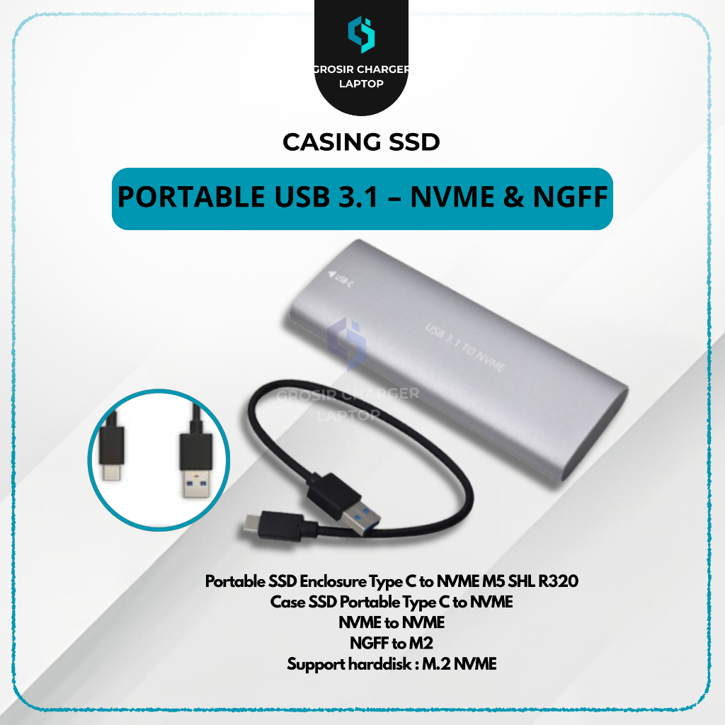 CASSING PORTABLE SSD M.2 SHL-R320/ SSD NVME 3.1/SSD NGFF 3.1/SSD PORTABLE/PORTABLE SSD MURAH