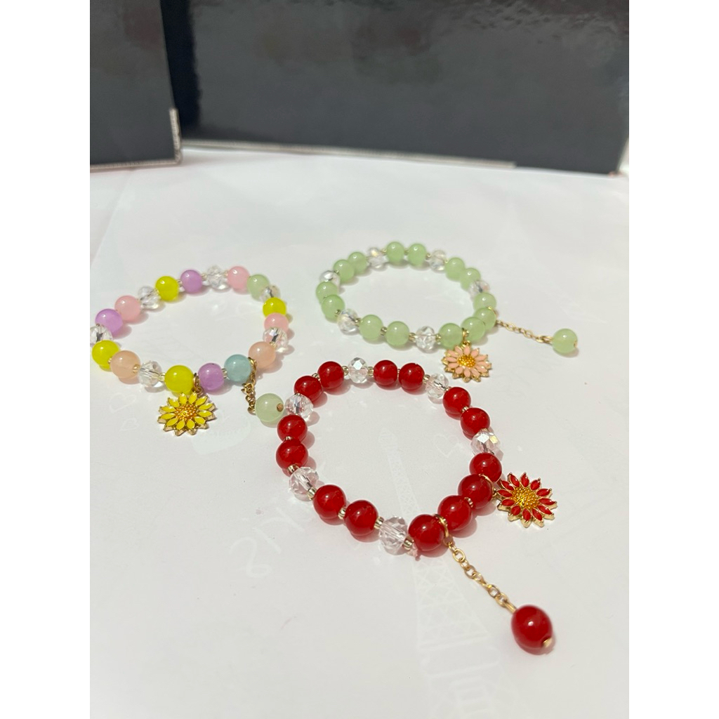 MB Gelang kristal manik manik / Gelang bunga kristal premium