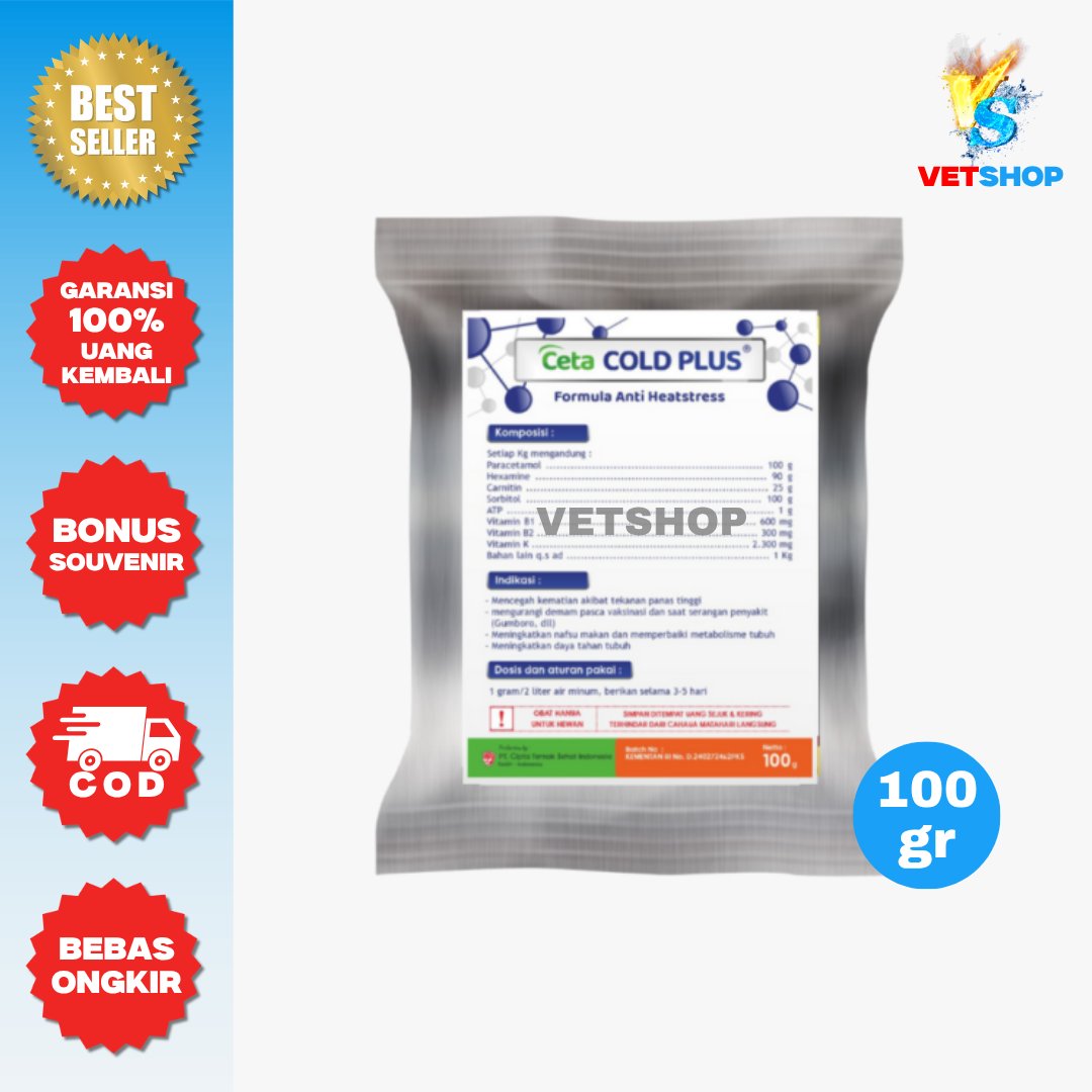 CETA COLD PLUS A 100gr - Obat Penurun Panas Demam Anti Heat Stress Ayam Gumboro Unggas - VETSHOP