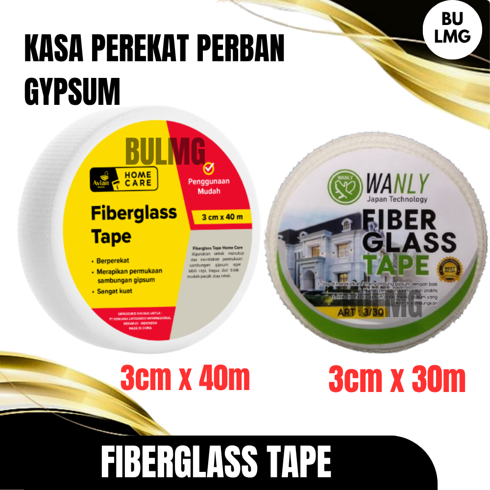 FiberGlass Tape Wanly 3cmX30m // FiberGlass Tape Wanly 3cmX40m // Kasa Perekat Perban Isolasi Gypsum