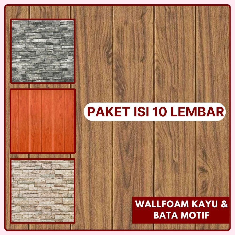 WallFoam 3D Motif Kayu Foam Dinding 3D Motif Kayu Coklat Wall Foam Dinding Motif Kayu Aestetik