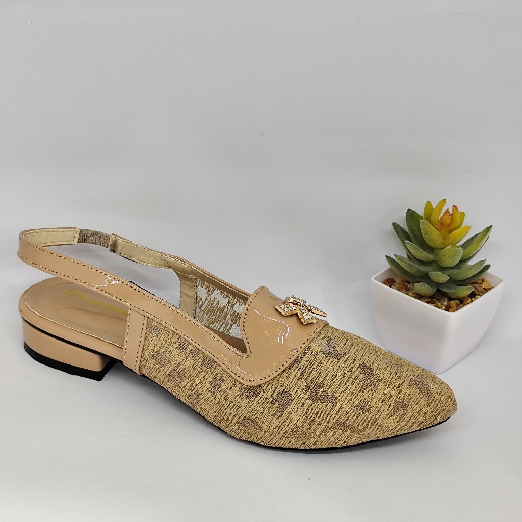 NewYordan Sepatu Heels Brukat Wanita Purple - ZS 022 Moca - Slingback Heel - Elegan & Nyaman