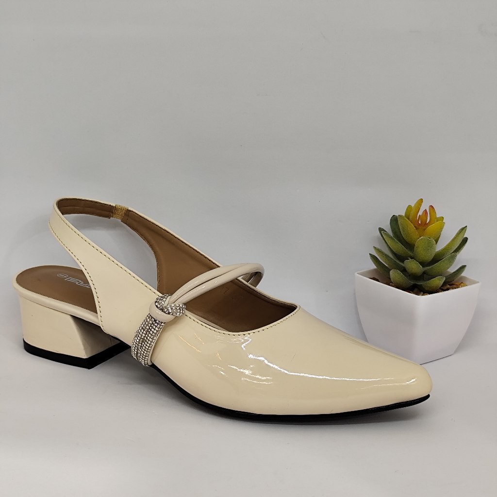 Sepatu Heels Wanita Purple RA 147 Krem - Slingback Heel - Elegan & Nyaman