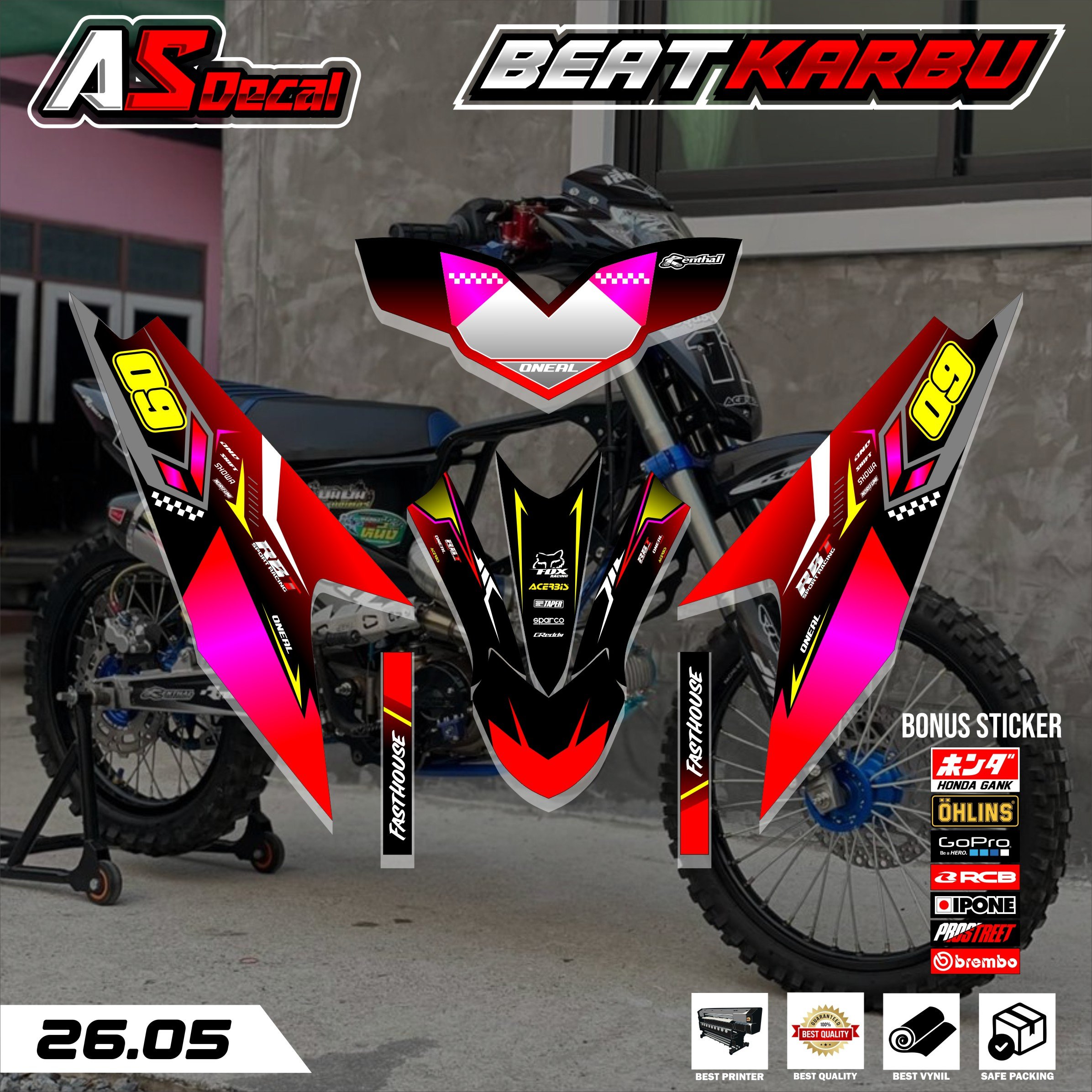 COD Sticker RBT BEAT KARBU MOTOR RBT BEBEK MODIF SUPERMOTO YZ CRF KLX KX KTM RBT new terbaru MOTOR T