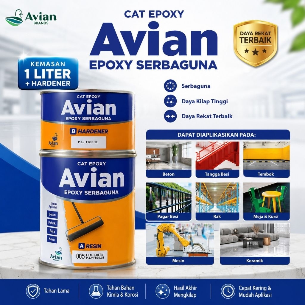Cat Epoxy Lantai Avian — Tahan Gesekan, Anti Noda, Hasil Mengkilap. Avian Cat Epoxy Lantai Serbaguna
