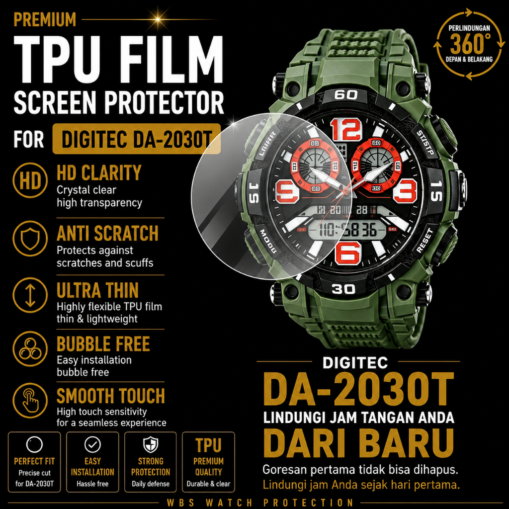 Anti Gores Digitec DA-2030T DA2030 Screen Protector Pelindung Kaca Jam Tangan