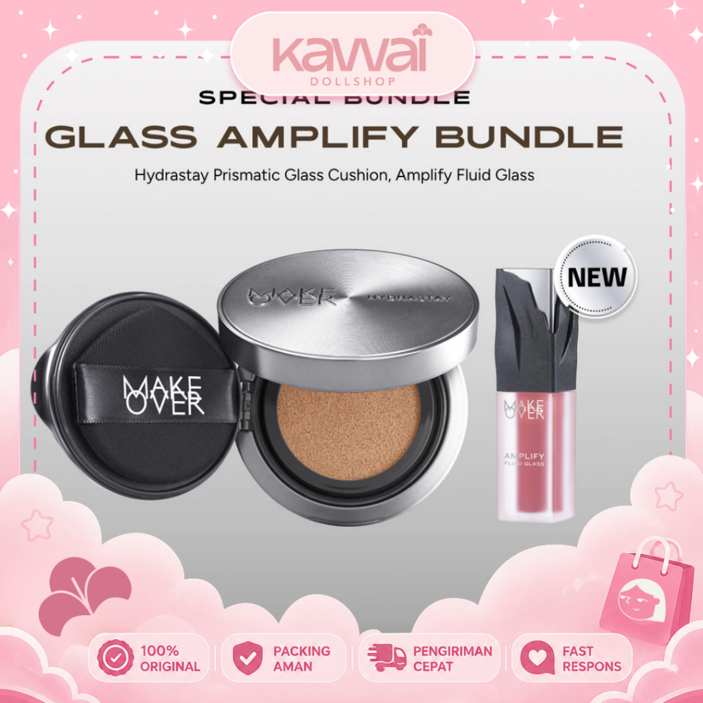 MAKE OVER Glass Amplify Bundle: NEW! Amplify Glass Fluid + Hydrastay Prismatic Glass Cushion - Paket