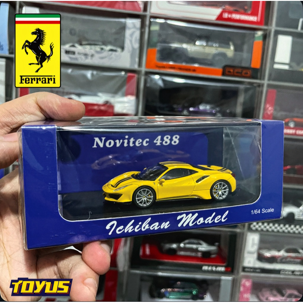 Ichiban Model - 1/64 Ferrari Novitec 488 Yellow Black