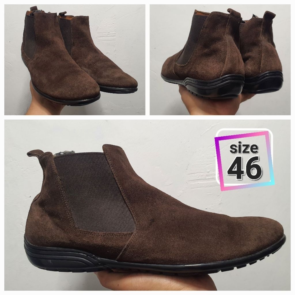 Sepatu Kulit Chelsea Boots Brown suede size 46 Second mulus italy