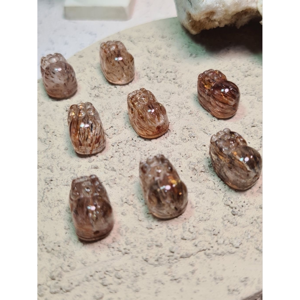 ITSXISHOP Natural Kristal Rutile/ Rutilated Quartz Pixiu Spacer Crystal Manik karakter pembatas untu