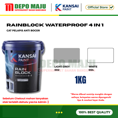 Kansai Paint - Cat Tembok Eksterior Rain Block 1kg / Kansai Paint Plester Primer 2,5 liter 020