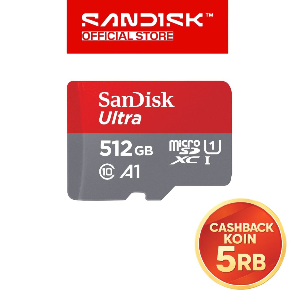 Memory Card | Micro SD 512GB SanDisk Ultra A1 up to 150Mbps Class 10 - Garansi Resmi 10 Tahun