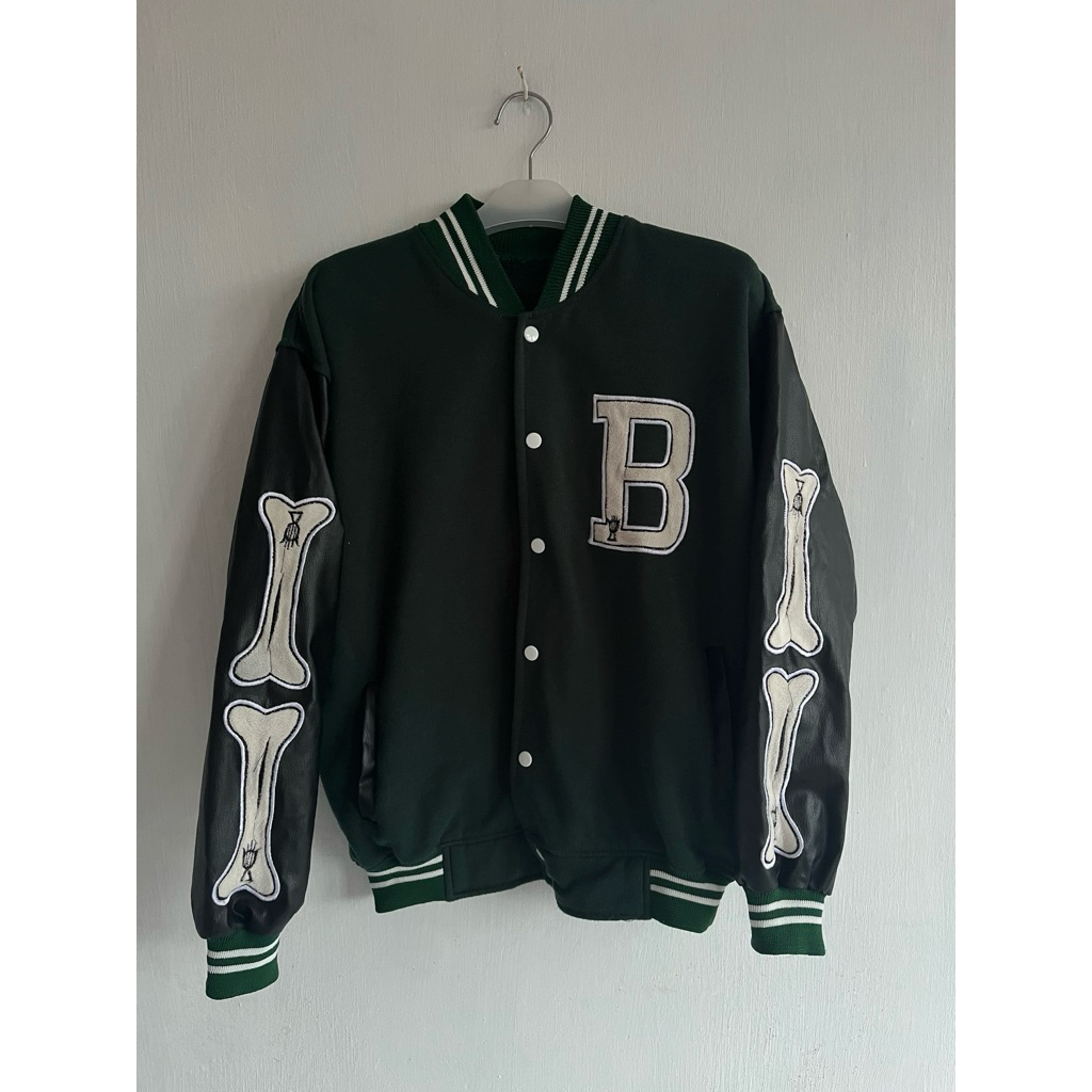 varsity jacket green oversize