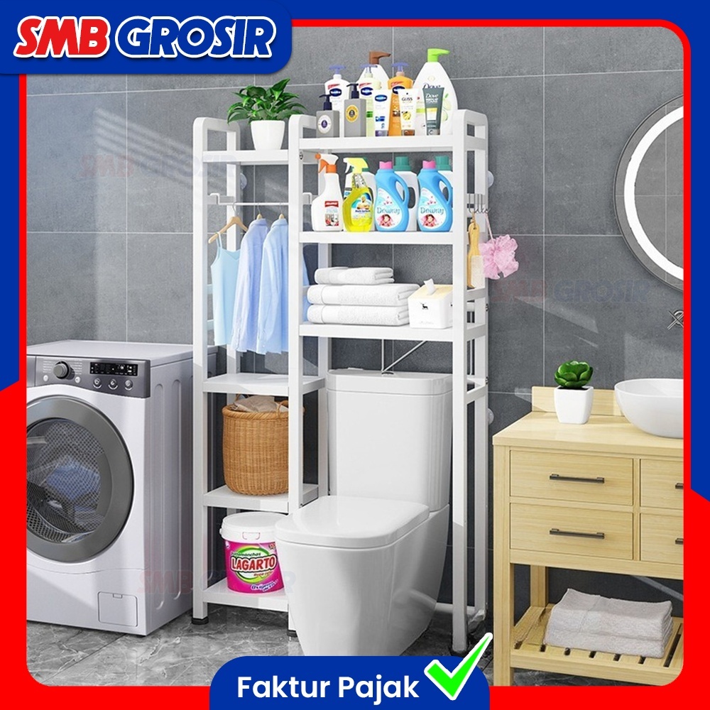 Rak Besi Kamar Mandi Toilet Serbaguna Rak Laundry Penyimpanan Handuk Detergen Organizer