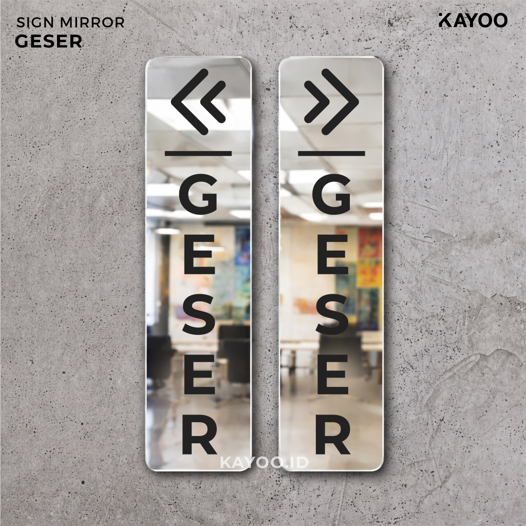 AKRILIK SIGN MIRROR PINTU GESER - SIGN AKRILIK MIRROR GESER