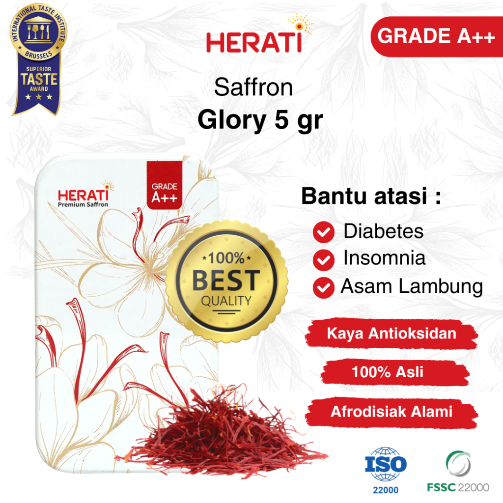 Herati Saffron Afghanistan I Saffron Glory Bunga Safron Grade A++ Kualitas Premium Asli Original
