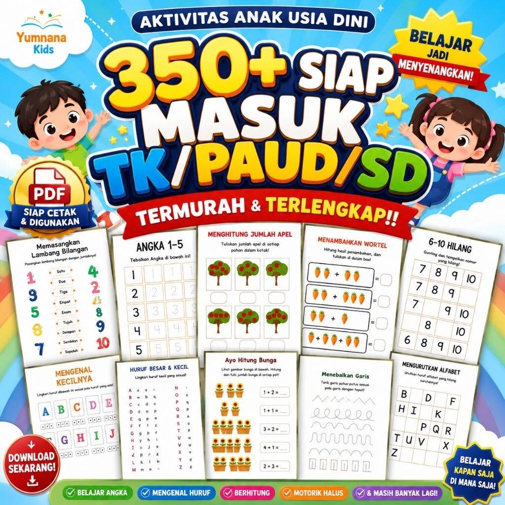 350+ Printable Worksheet Anak TK PAUD PDF