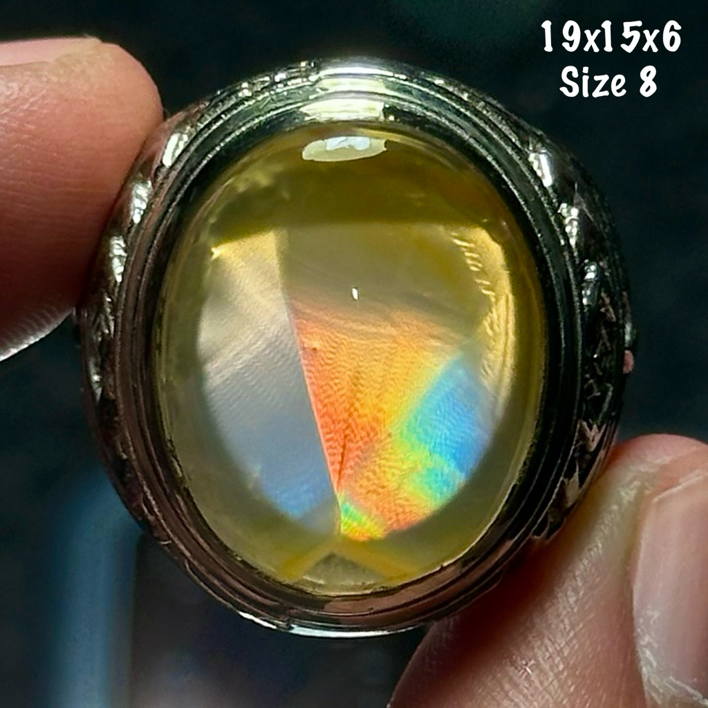 Cincin Batu Akik Natural Iris Junder Pelangi Kristal (asli alam)