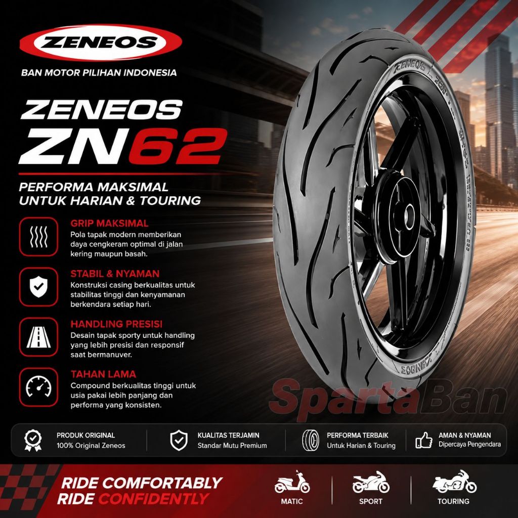 Zeneos ZN62 140/70-17 Ban Motor Racing Tubeless Original Zeneos ZN62 140/70-17