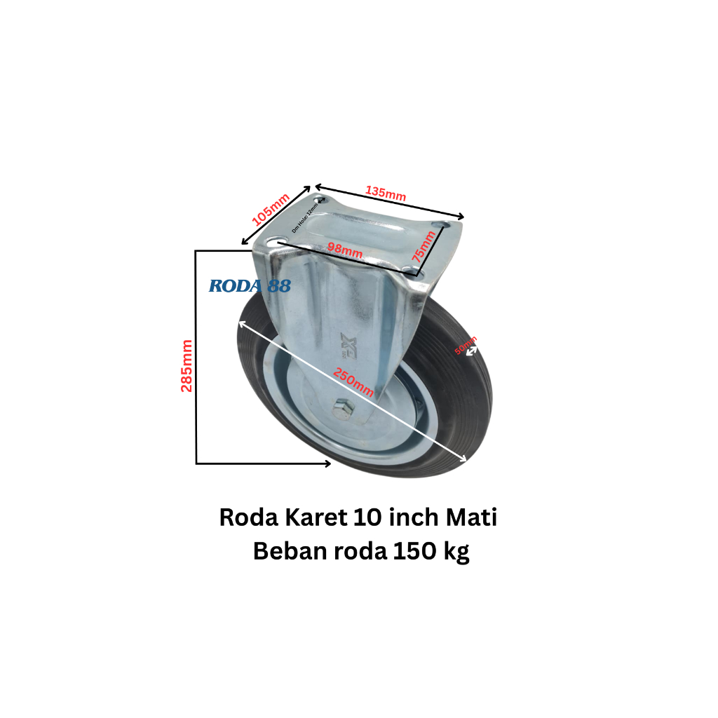 Roda karet RRT 10 inch All Type (Mati & Hidup)