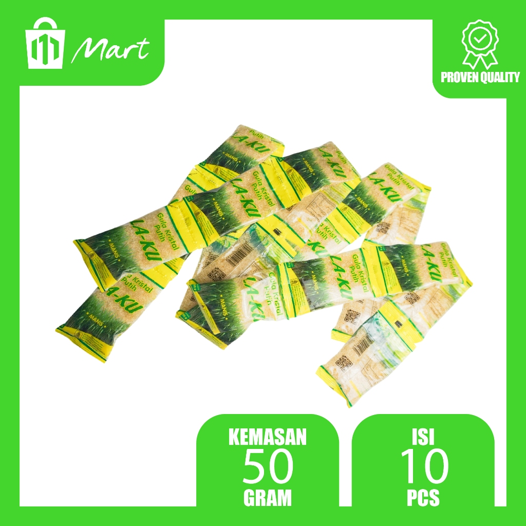 Gula Laku Pasir/Kristal Kemasan 50 gr | 1 Renceng Isi 10 Bungkus