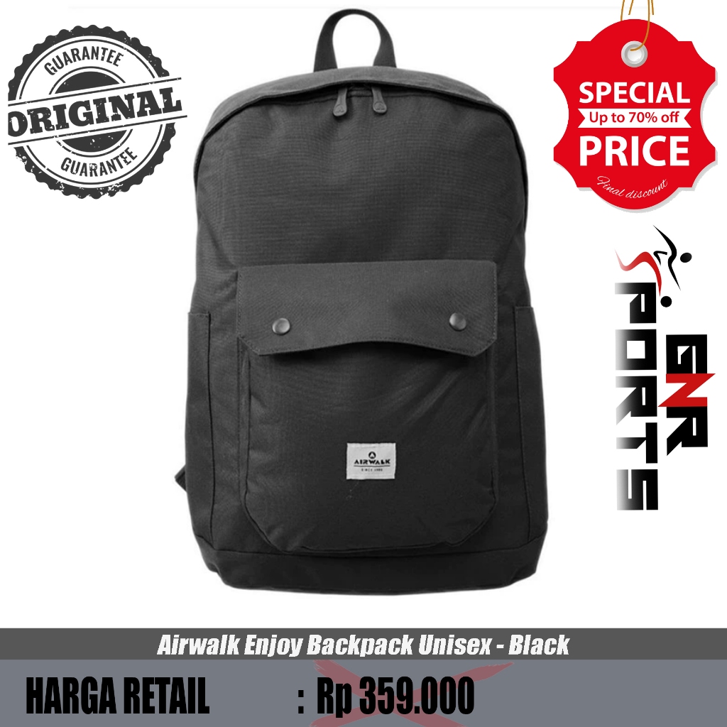 Tas Airwalk Enjoy Backpack Unisex - Black Original 100%