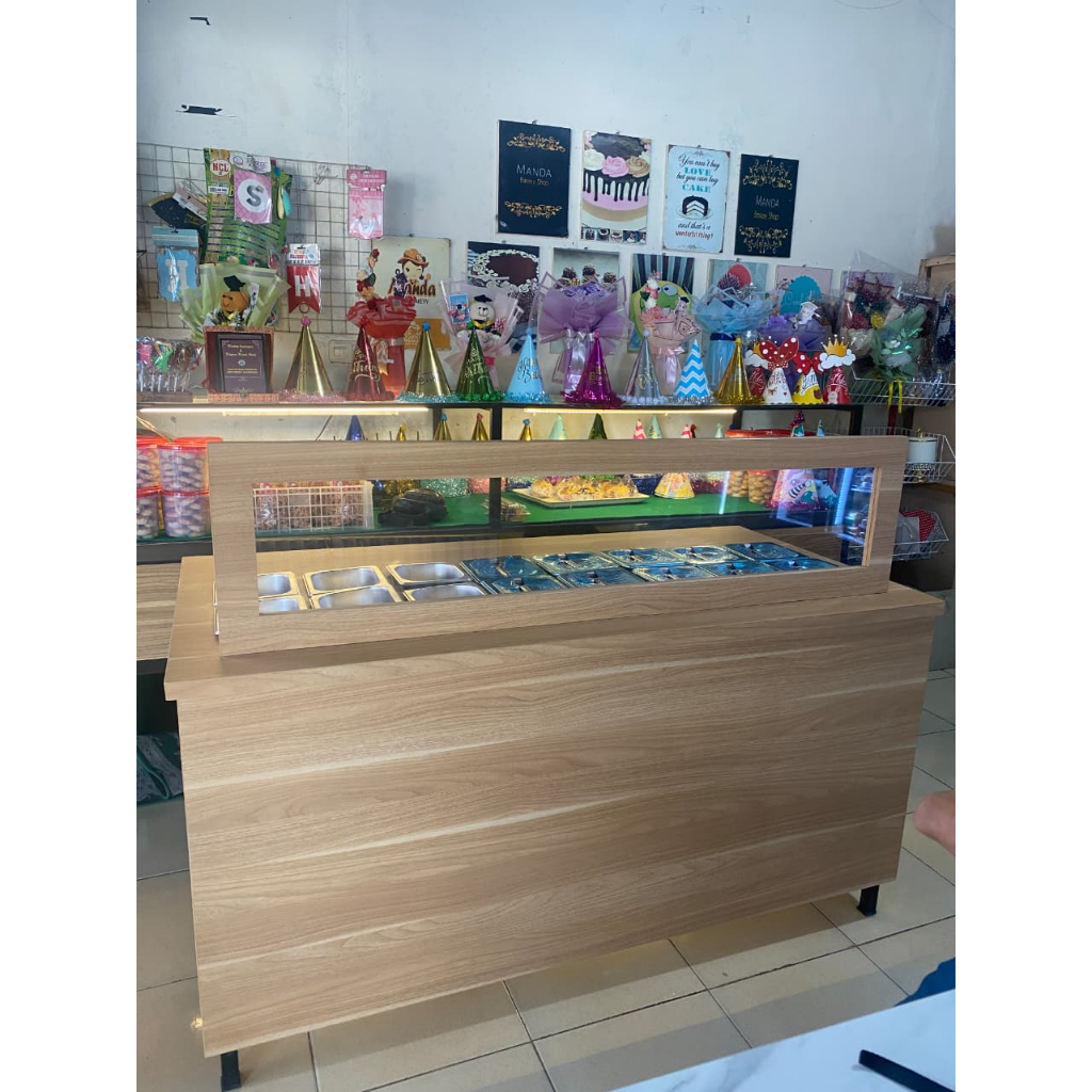 Meja Etalase Custom Minimalis | Etalase Display Kaca HPL | Meja Display Toko, Bakery & Cafe
