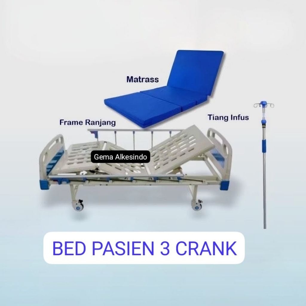 bed pasien 3 crank ABS/ranjang pasien 3 crank ABS