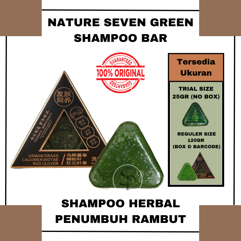 [ORIGINAL] NATURE SEVEN GREEN Shampoo Segitiga Sabun Herbal Soap Shampoo Bar Shampo Batang Viral Pen