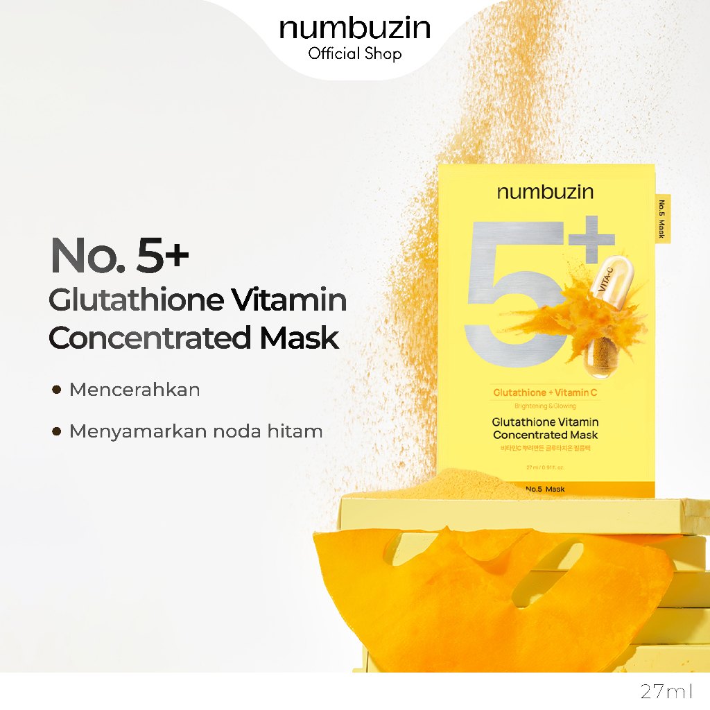 Numbuzin No. 5+ Glutathione Vitamin Concentrated Mask 27ml 1 pcs