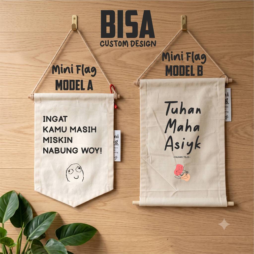 Hiasan Dinding Wall Decor Kain Mini Flag Poster Kain Bisa Custom