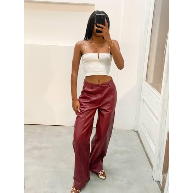 ZARA WHITE RIBBED CROP TANK TOP