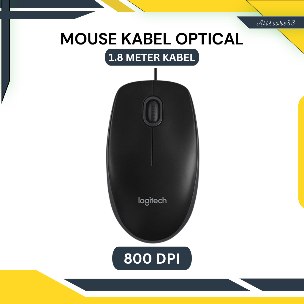 Logitech Mouse Kabel Gaming Kerja 800Dpi Mouse Komputer Laptop Pc Mouse Logitech B100