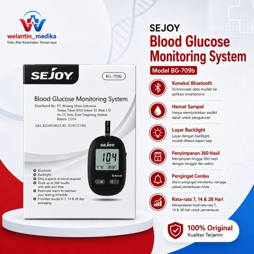 Alat Cek Gula Darah Sejoy / Blood Glucose Meter Sejoy / Alat Tes Gula Darah