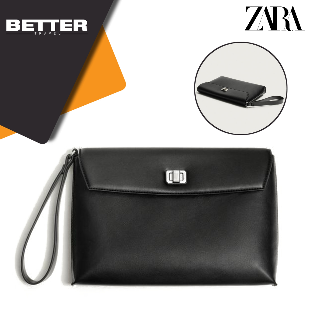 Clutch pria ZARA tas hand bag kasual formal hitam