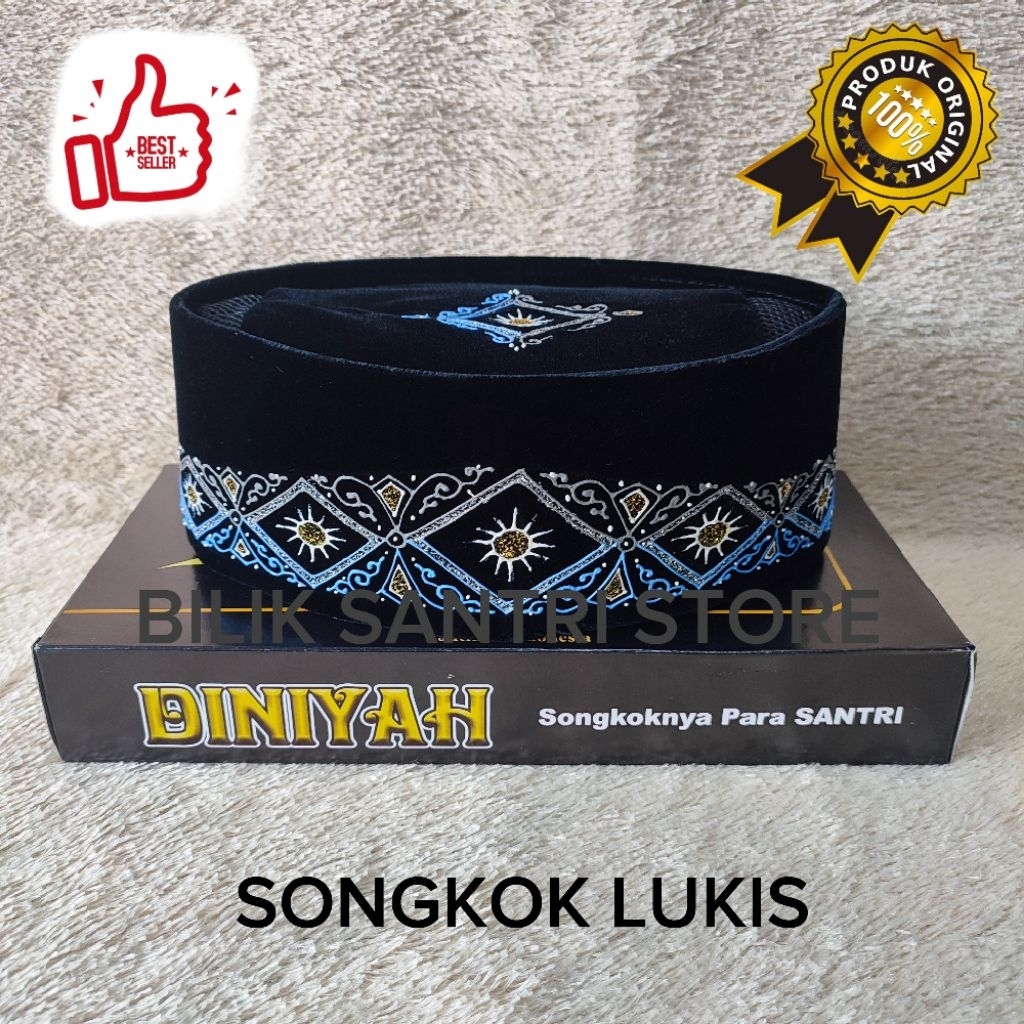BIG SALE  SONGKOK PECI KOPIAH SOGA / BATIK LUKIS / BATIK SOGA merk Diniyah