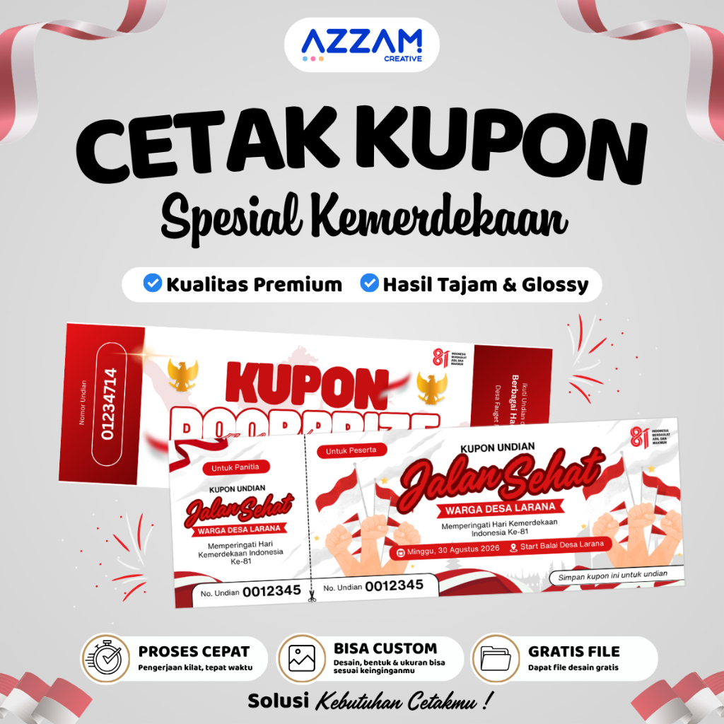 CETAK KUPON AGUSTUSAN / KUPON UNDIAN / KUPON JALAN SEHAT / KUPON DOORPRIZE