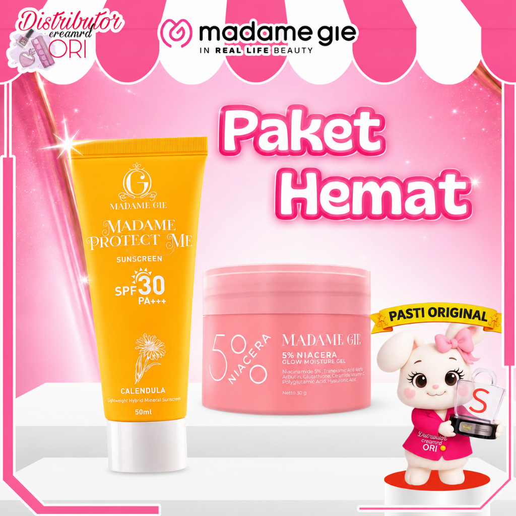 PAKET BUNDLE MG SUNSCREEN KUNING  SPF 30PA+++ + MG 5% NIACERA GLOW MOIST GEL 30GR