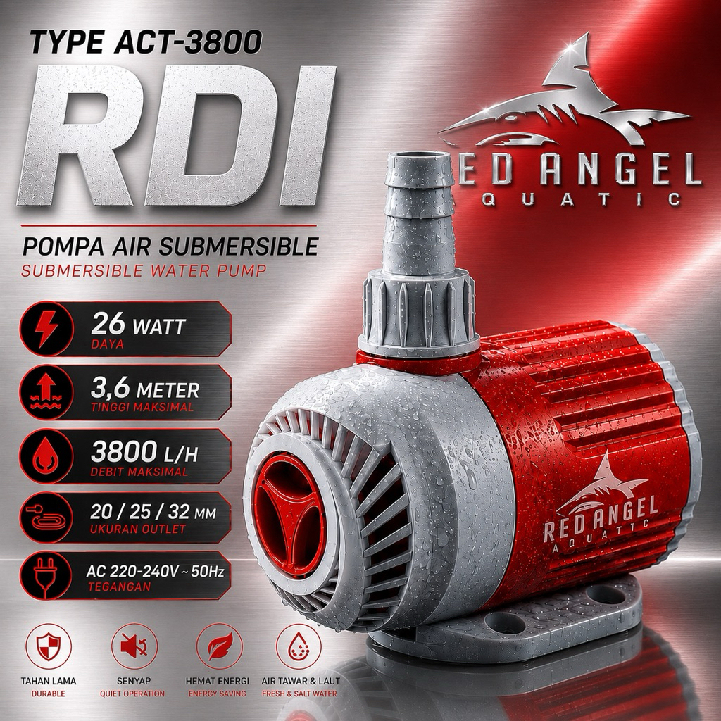 (GARANSI+BONUS) RDI-ACT 3800 TURBINE SUMERSIBLE PUMP 26 WATT
