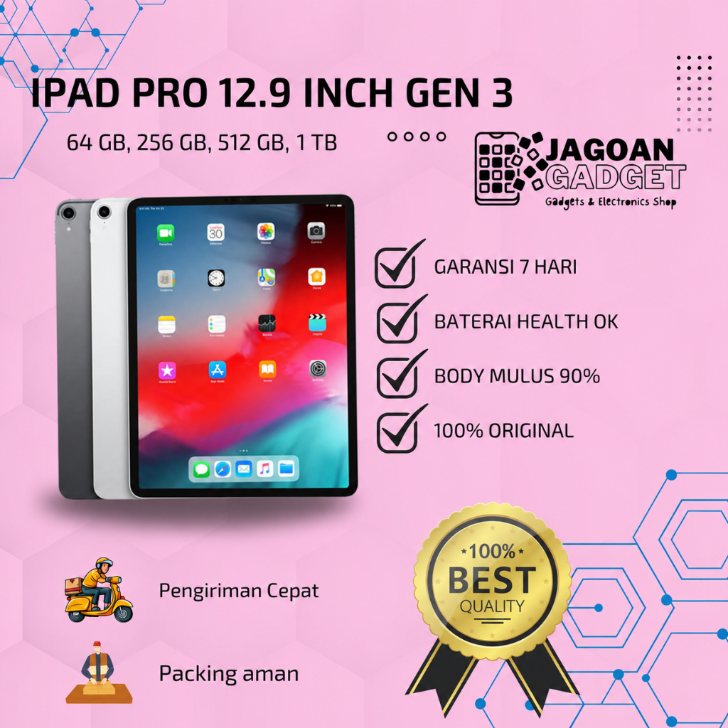 iPad Pro 12.9 Inch 2017 Gen 3 32GB 128GB 256GB Wifi Only Second Original | JAGOAN GADGET
