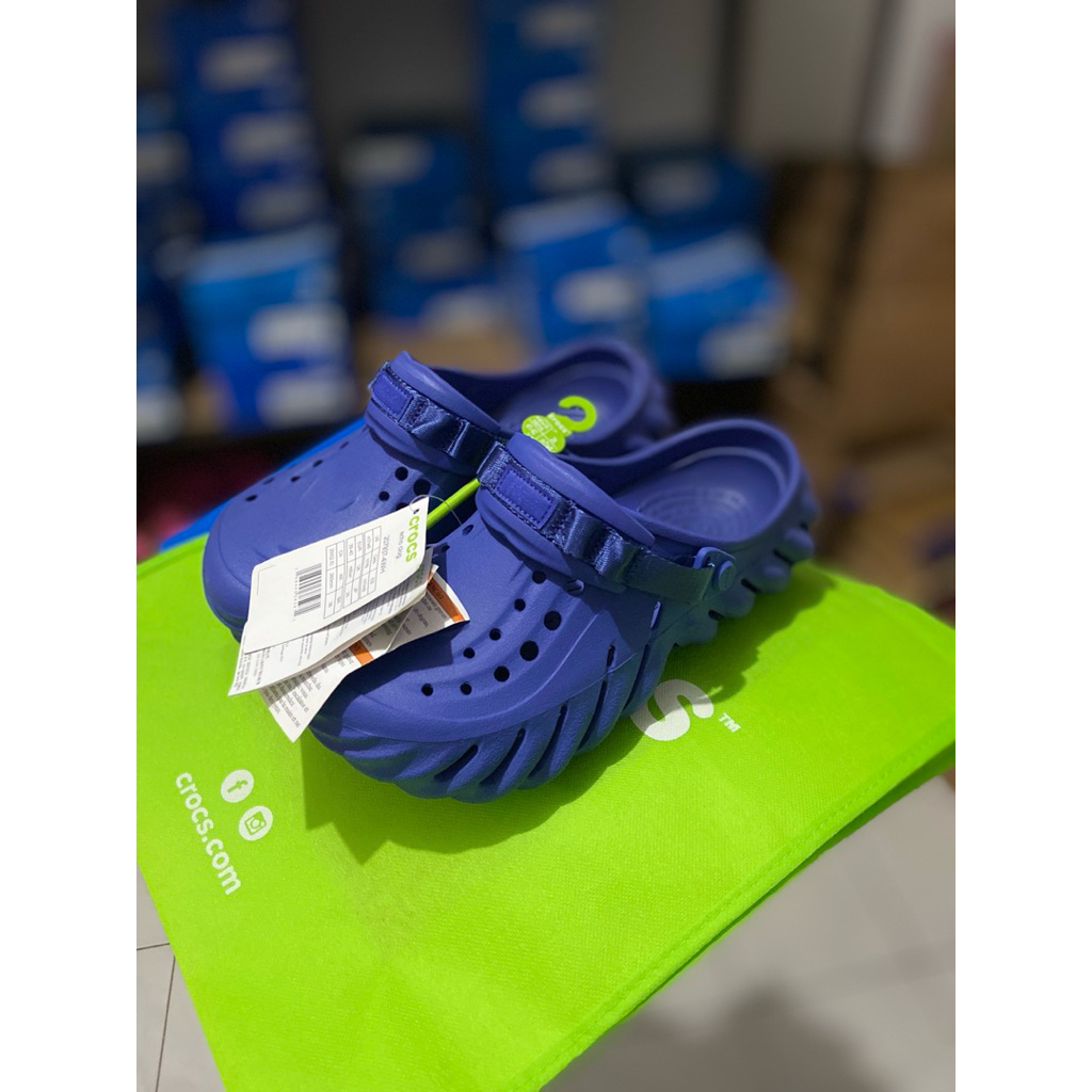 SANDAL CROCS ORIGINAL CROCS ECHO CLOG BLUE ORIGINAL 100% RESMI