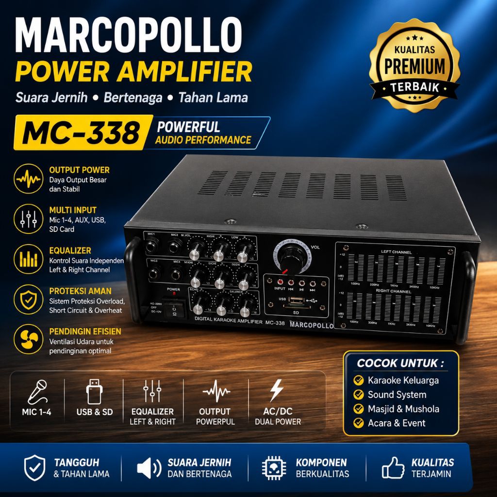 POWER AMPLIFIER MARCOPOLLO MC-338 ORIGINAL/POWER AMPLIFIER MUSIK