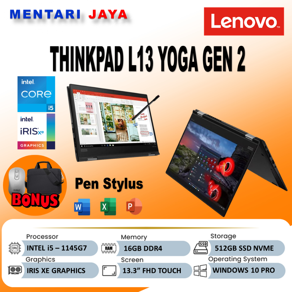 Lenovo ThinkPad L13 Yoga Gen 2 i5 1145G7 16GB 512GB SSD FHD Touch Windows 10 Pro