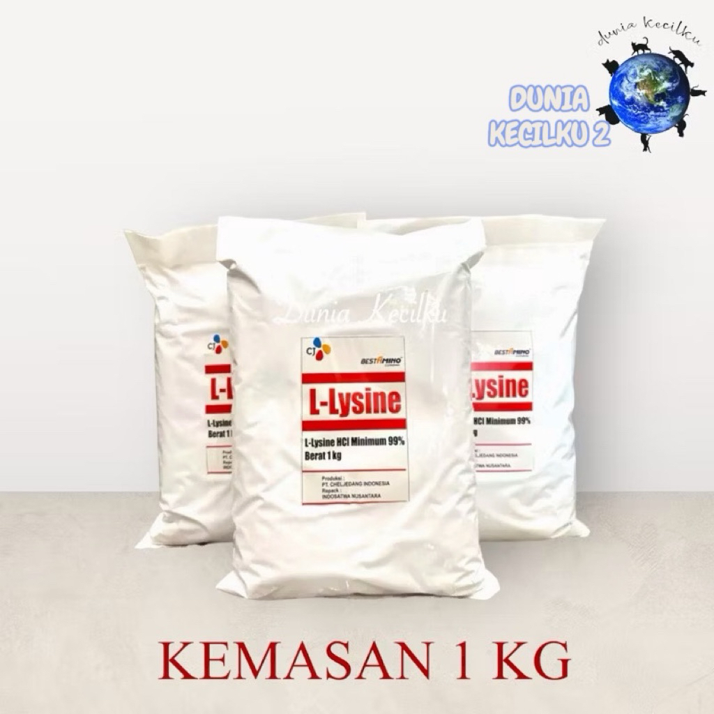 L-Lysine HCI Cheiljedang Korea / Fufeng / Meihua Lisine / Lysin 1Kg Vitamin Penambah Napsu Makan Hew