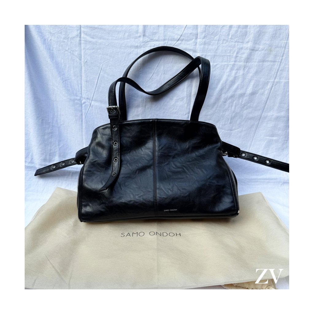 PRELOVED : SAMOONDOH ZIPPER SHOPPER BAG M BAKED BLACK PERFECT CONDITION